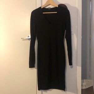 Black fitted long sleeve dress